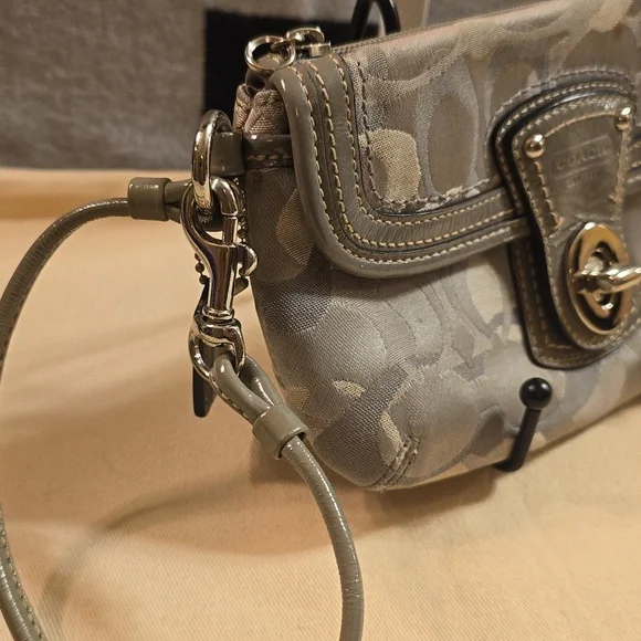 Coach Silver and Gray Wristlet - Picture 3 of 9